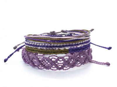 purple orchid macrame bracelet pack