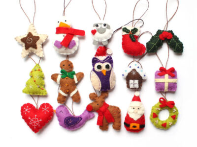 set of 15 original felt christmas tree ornaments