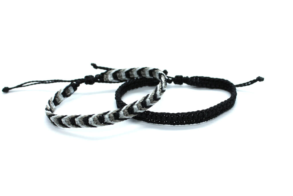 surfer cord black gray white bracelet pack